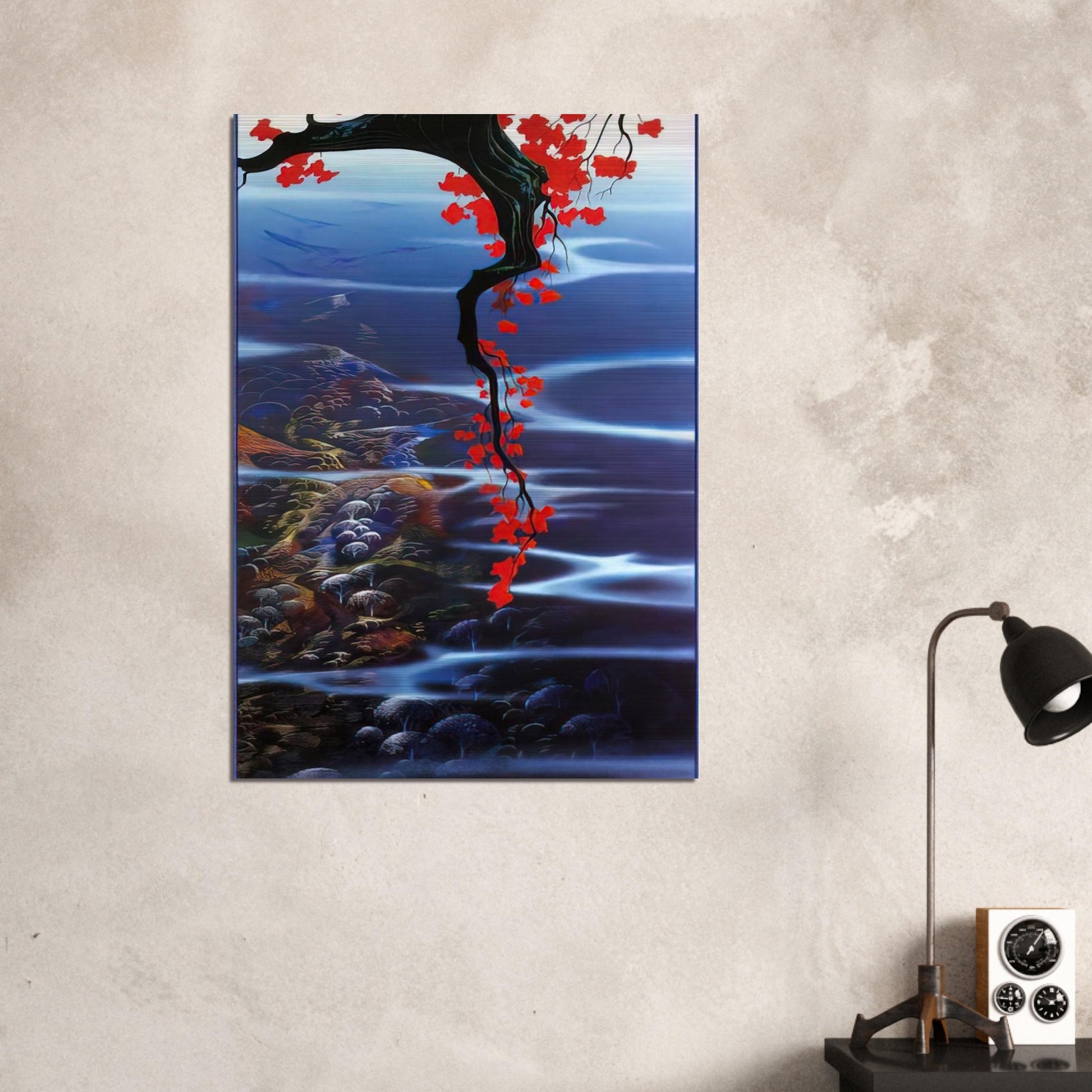 Red Leaves - Eyvind Earle Brushed Aluminum Print - 70x100 cm / 28x40 inches | Eyvind Earle Aluminum Print | Eyvind Earle Prints