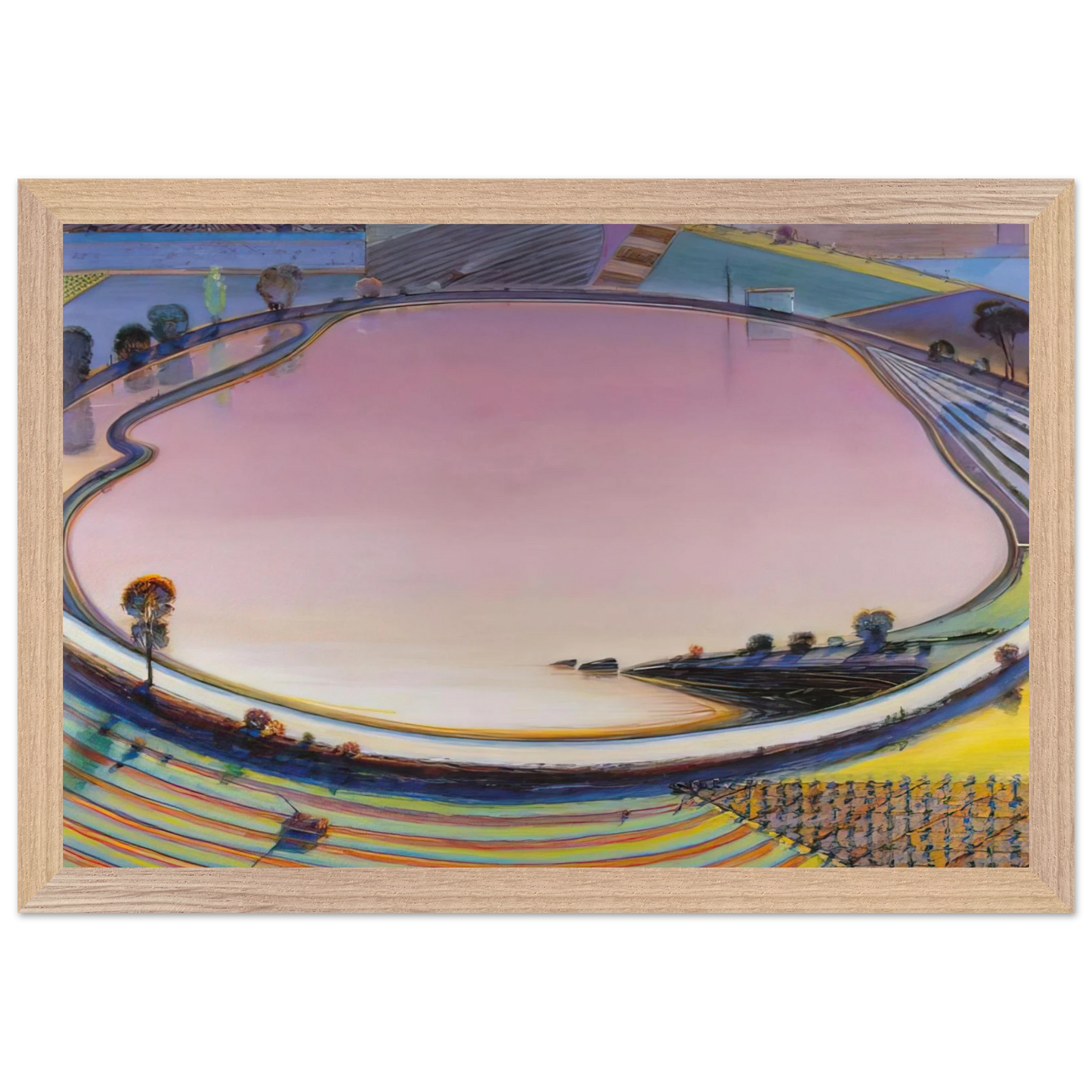 Wayne Thiebaud - Reservoir - 1999 Wall Art - 60x80 cm / 24x32 inches - Premium Wooden Framed Poster With Fine Art Paper-canvas - Black frame