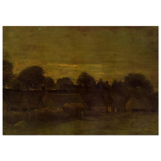 Village at sunset - Vincent van Gogh Brushed Aluminum Print - 70x100 cm / 28x40 inches | Vincent van Gogh Aluminum Print | Vincent van Gogh Prints
