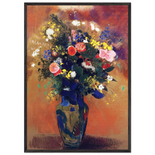 LARGE BOUQUET OF WILD FLOWERS - Odilon Redon 70x100 cm / 28x40 inches Framed Art Print – Black Wooden Frame