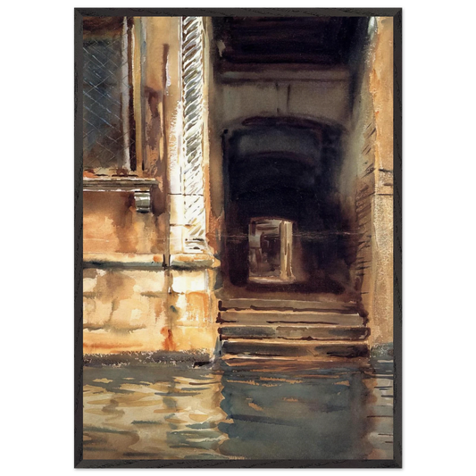 Venetian Doorway - John Singer Sargent 70x100 cm / 28x40 inches Framed Art Print – Black Wooden Frame