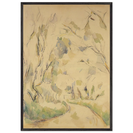 Well by the Winding Road in the Park of Chateau Noir - Paul Cezanne 70x100 cm / 28x40 inches Framed Art Print – Black Wooden Frame