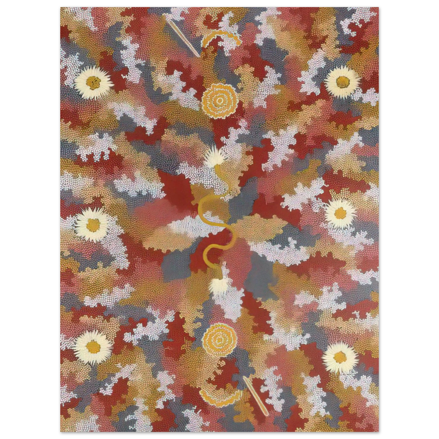 Clifford Possum Tjapaltjarri - Men's Corroborie - 1990  75x100 cm / 30x40inches Fine Art Poster