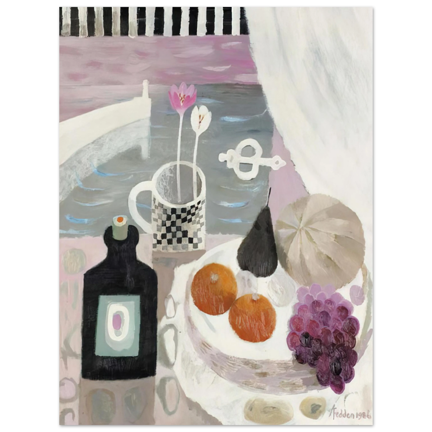Mary Fedden - The Checked Mug - 1986  75x100 cm / 30x40inches Fine Art Poster