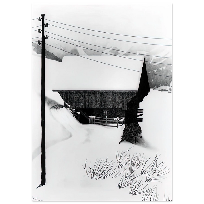 MC Escher - SNOW Wall Art - 60x80 cm / 24x32 inches - Premium Wooden Framed Poster With Fine Art Paper - White frame