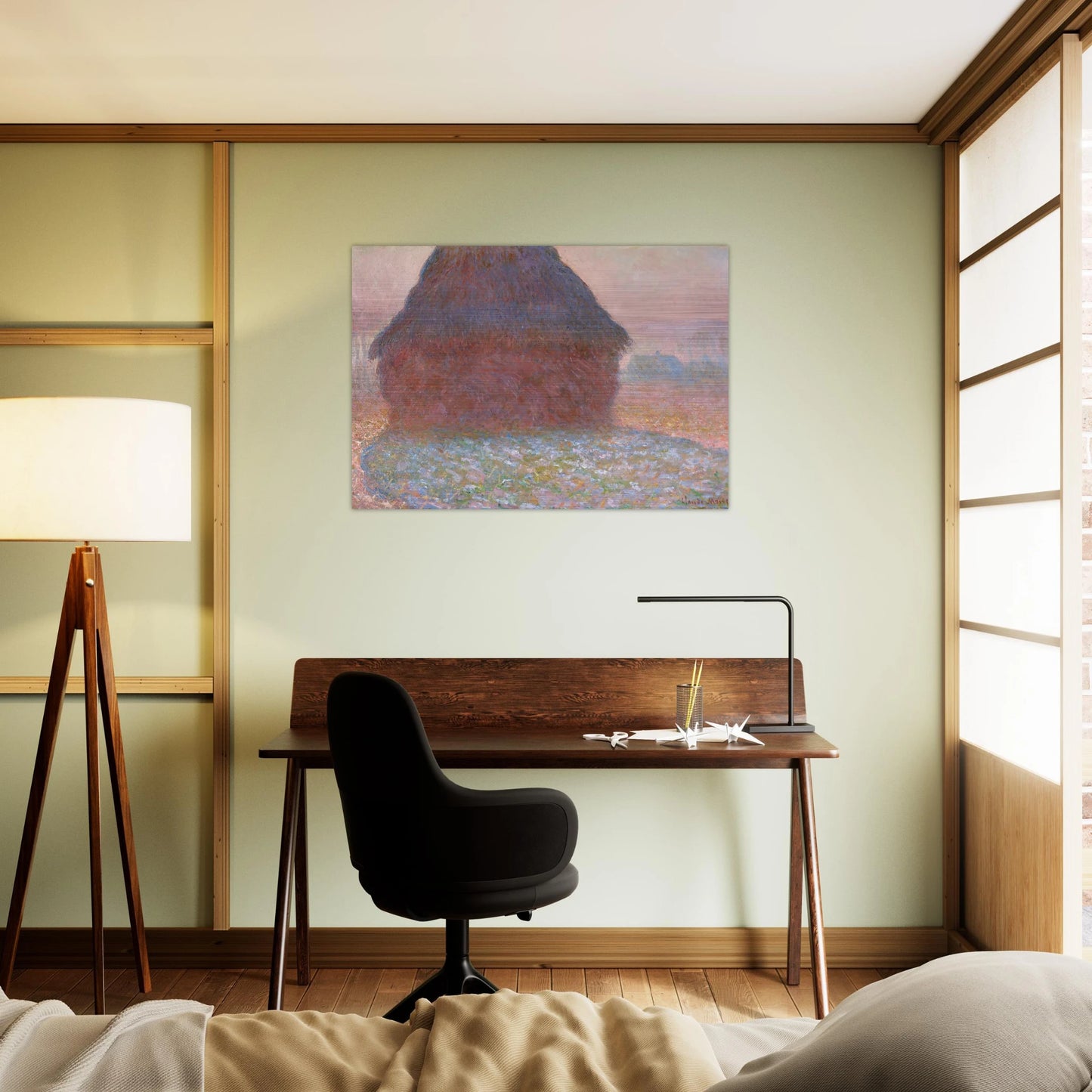 Grainstack in Sunshine - claude monet Brushed Aluminum Print - 70x100 cm / 28x40 inches | claude monet Aluminum Print | claude monet Prints
