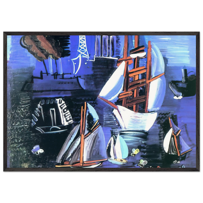 BOATS IN LE HAVRE 1926 - Raoul Dufy 70x100 cm / 28x40 inches Framed Art Print – Black Wooden Frame