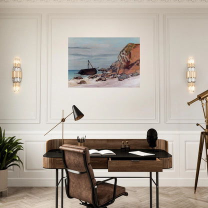 Saint-Adresse, Beached Sailboat - claude monet Brushed Aluminum Print - 70x100 cm / 28x40 inches | claude monet Aluminum Print | claude monet Prints