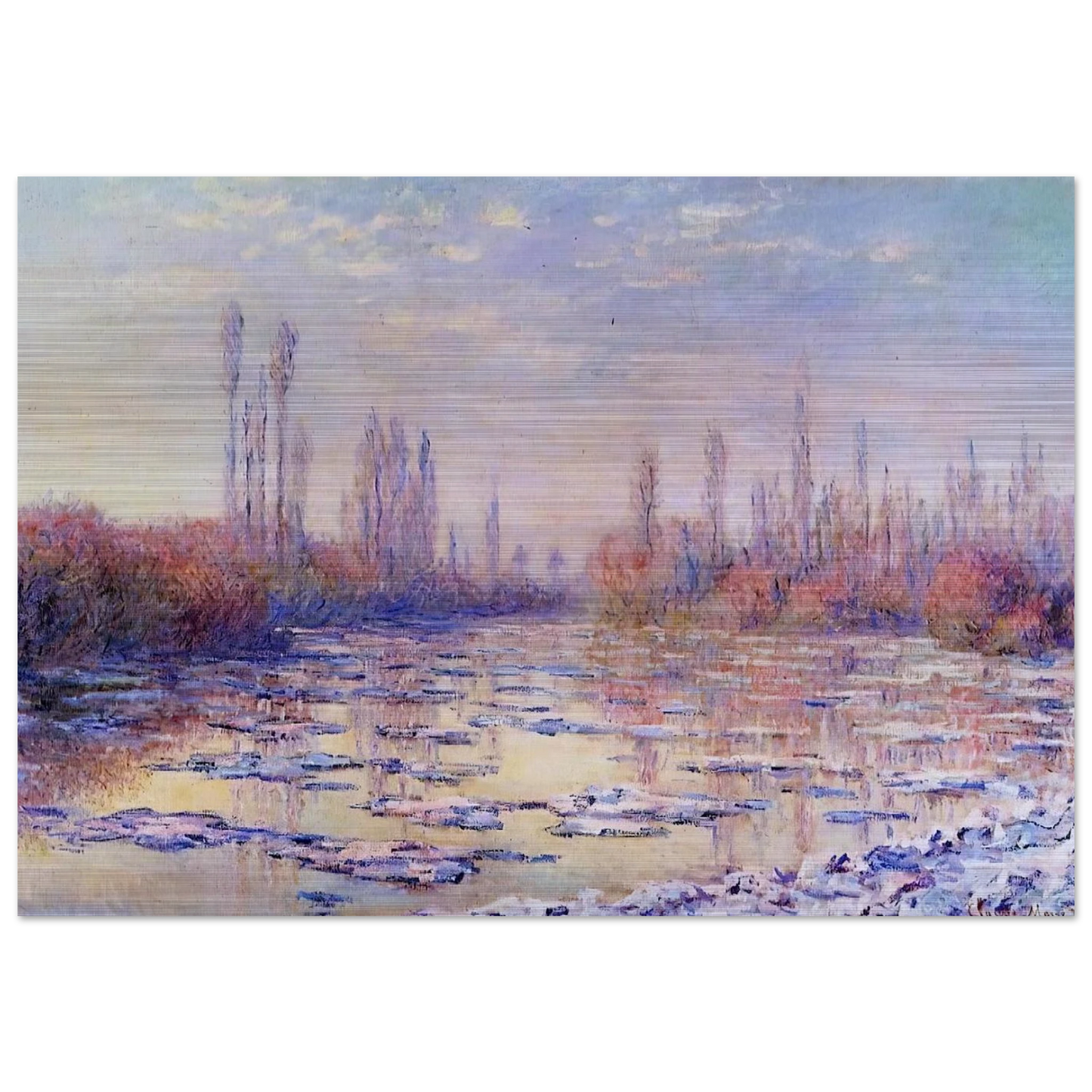 Floating Ice on the Seine - claude monet Brushed Aluminum Print - 70x100 cm / 28x40 inches | claude monet Aluminum Print | claude monet Prints
