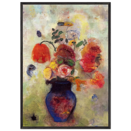BOUQUET OF FLOWERS 3 - Odilon Redon 70x100 cm / 28x40 inches Framed Art Print – Black Wooden Frame