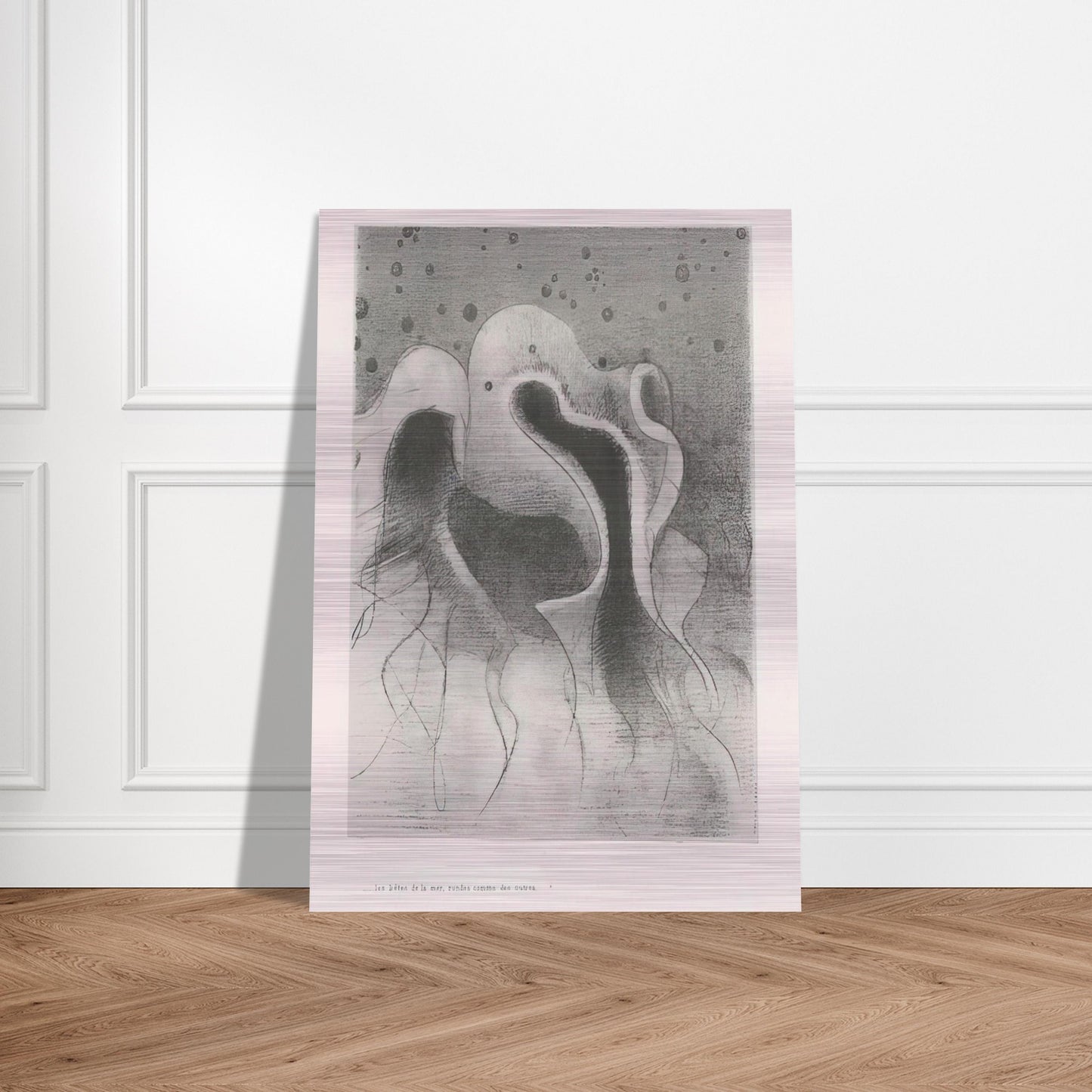 THE BEASTS OF THE SEA ROUND LIKE LEATHER BOTTLES PLATE 22 1896 - Odilon Redon Brushed Aluminum Print - 70x100 cm / 28x40 inches | Odilon Redon Aluminum Print | Odilon Redon Prints
