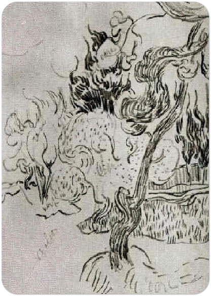 A Pine Tree and Cypresses in the Garden of the Asylum By Vincent van Gogh Pack of 10 Post Cards | Vincent van Gogh Post Cards | A6 (10.5 x 14.8 cm) - 4.1 x 5.8 inches
