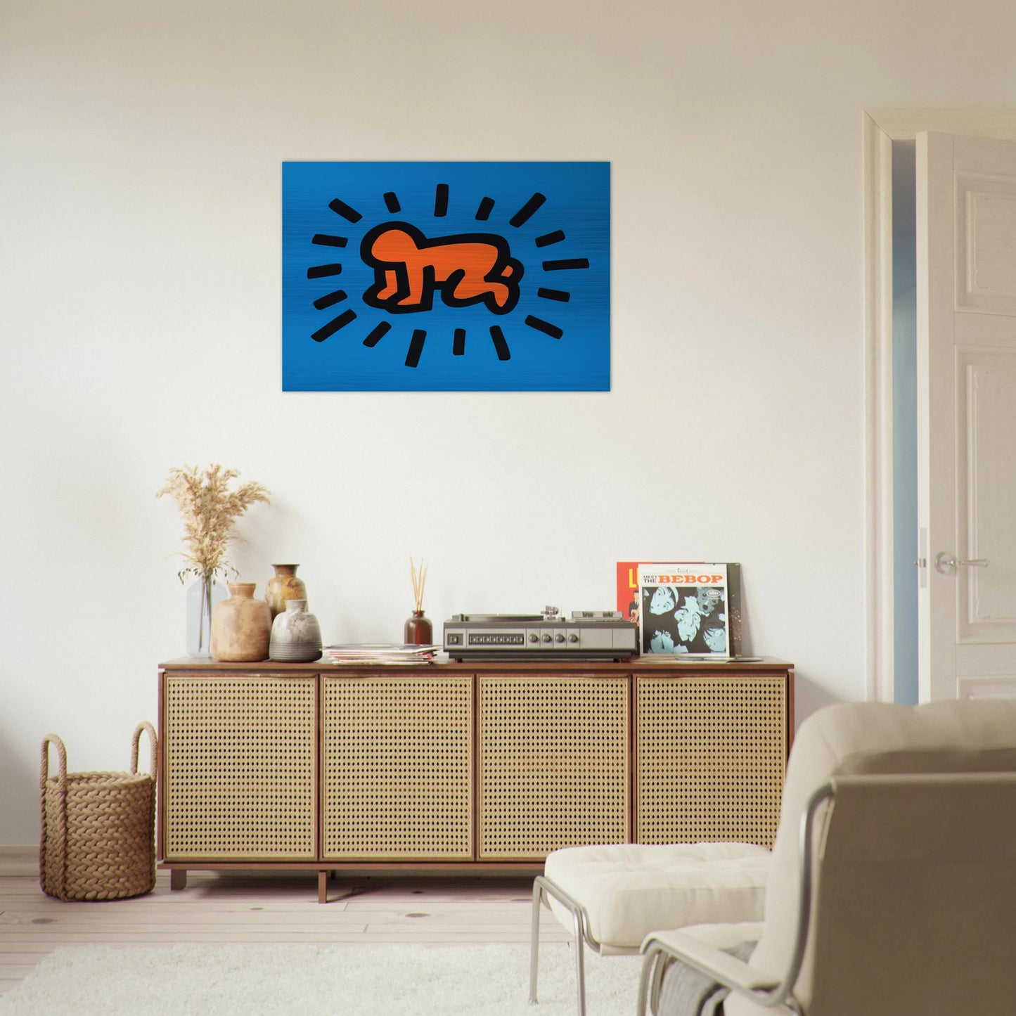 RADIANT BABY FROM ICONS SERIES 1990 - Keith Haring Brushed Aluminum Print - 70x100 cm / 28x40 inches | Keith Haring Aluminum Print | Keith Haring Prints