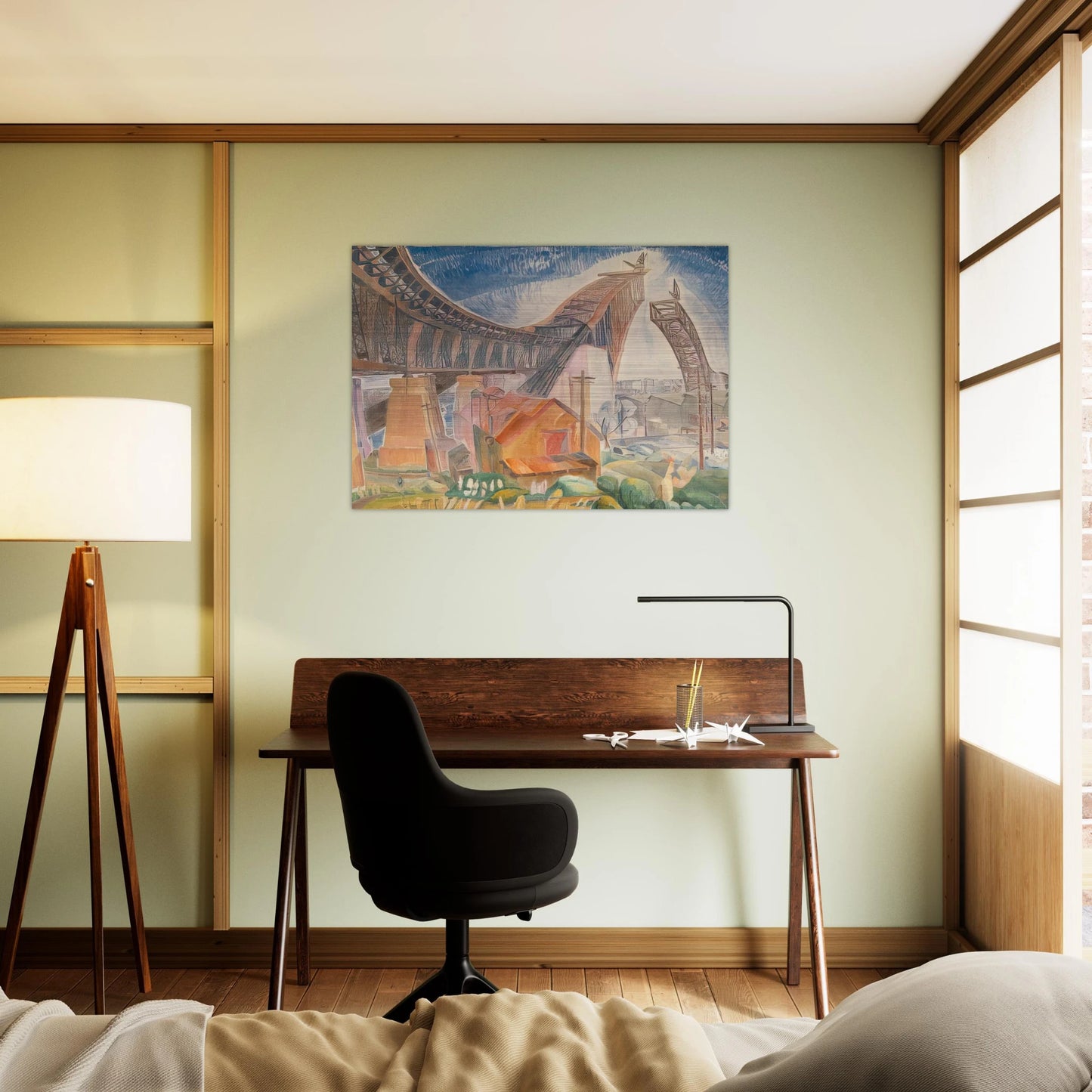 The Bridge in Curve - 1930 - Grace Cossington Smith Brushed Aluminum Print - 70x100 cm / 28x40 inches | Grace Cossington Smith Aluminum Print | Grace Cossington Smith Prints