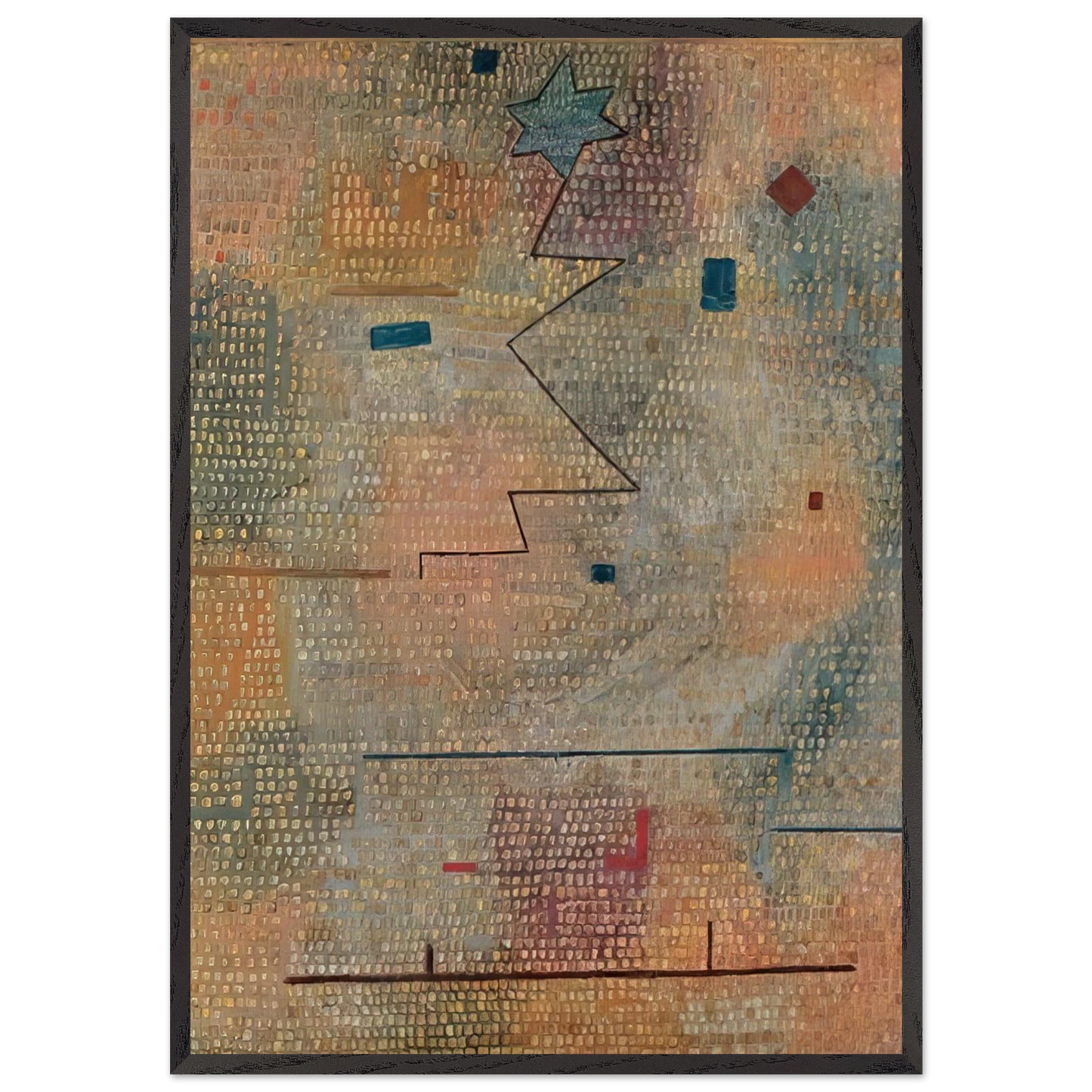RISING STAR 1923 - Paul Klee 70x100 cm / 28x40 inches Framed Art Print – Black Wooden Frame
