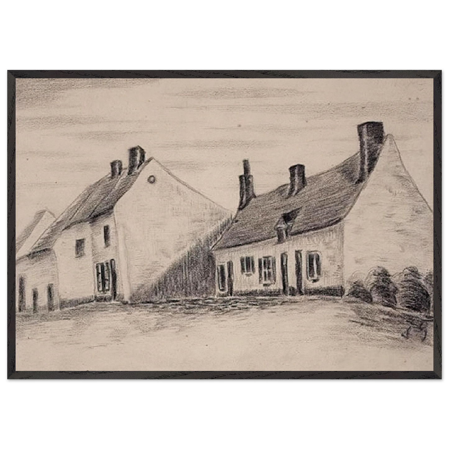 A Zandmennik house - Vincent van Gogh 70x100 cm / 28x40 inches Framed Art Print – Black Wooden Frame
