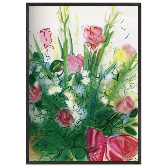 BOUQUET OF ROSES N1 - Raoul Dufy 70x100 cm / 28x40 inches Framed Art Print – Black Wooden Frame