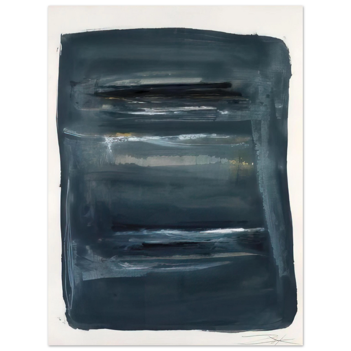 Larry Zox - Abstract with Blue and Black - Abstract Expressionism  75x100 cm / 30x40inches Fine Art Poster