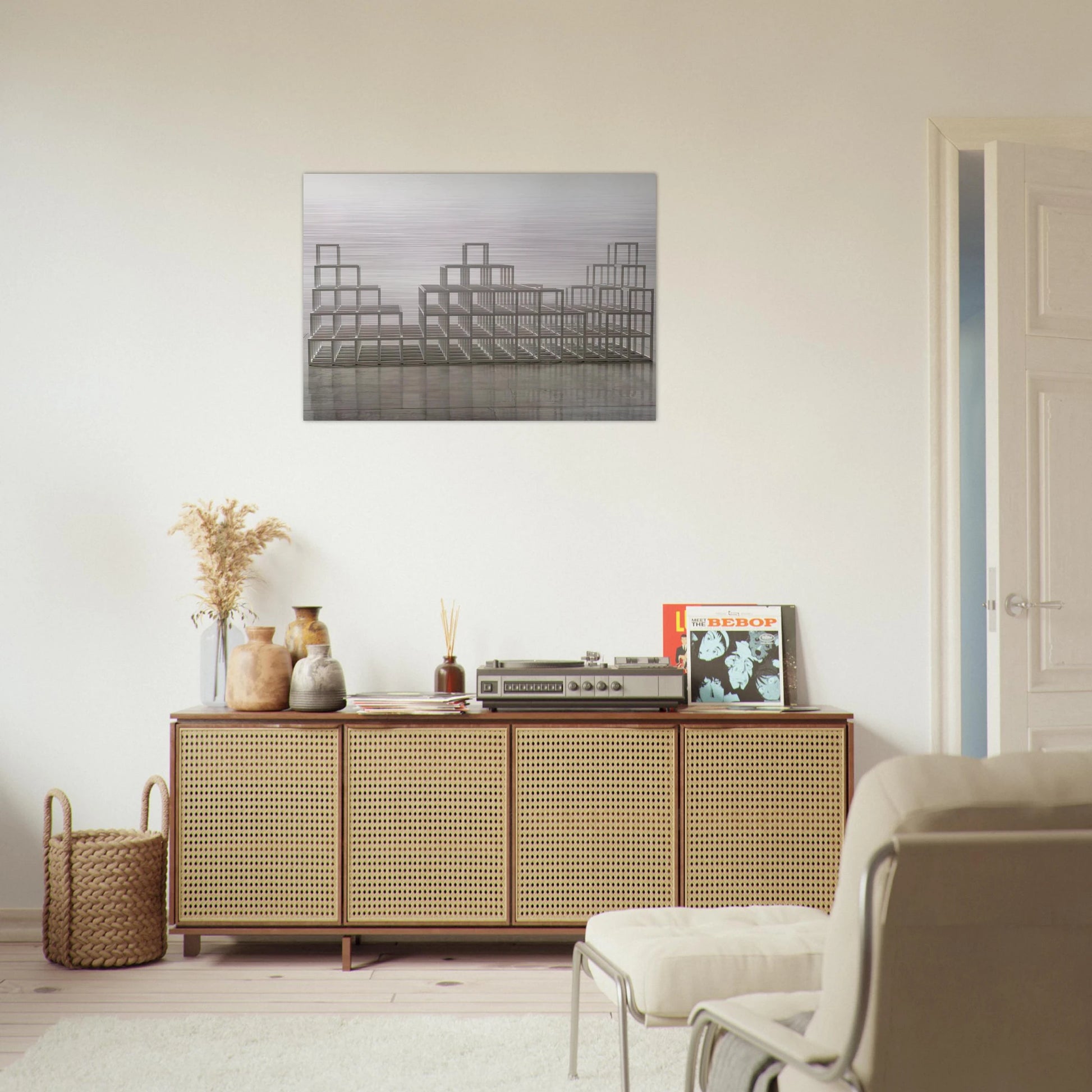 Structure with Three Towers - Sol LeWitt Brushed Aluminum Print - 70x100 cm / 28x40 inches | Sol LeWitt Aluminum Print | Sol LeWitt Prints