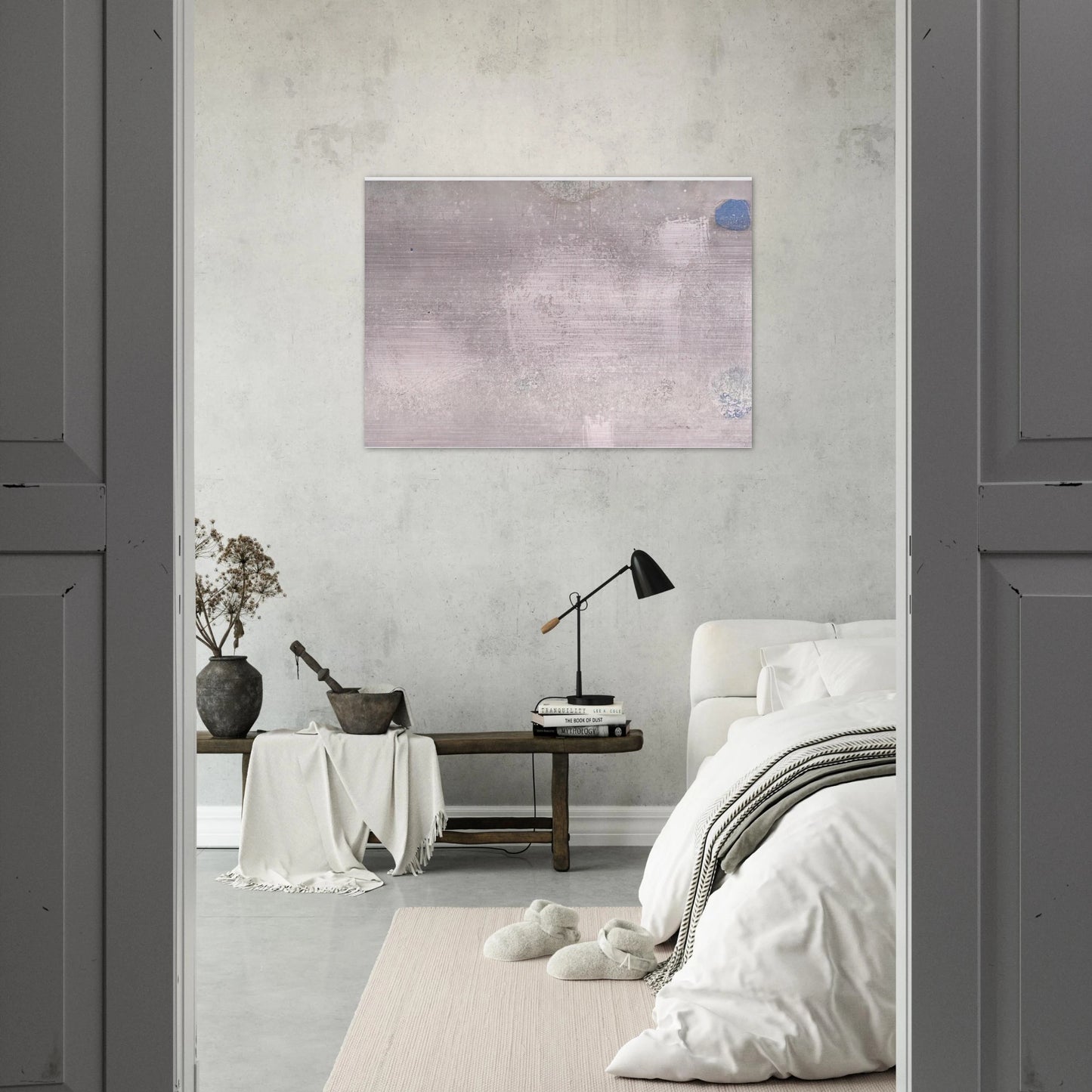 ABSTRACTO EN GRISES Y AZULES 1956 - Luis Feito Brushed Aluminum Print - 70x100 cm / 28x40 inches | Luis Feito Aluminum Print | Luis Feito Prints