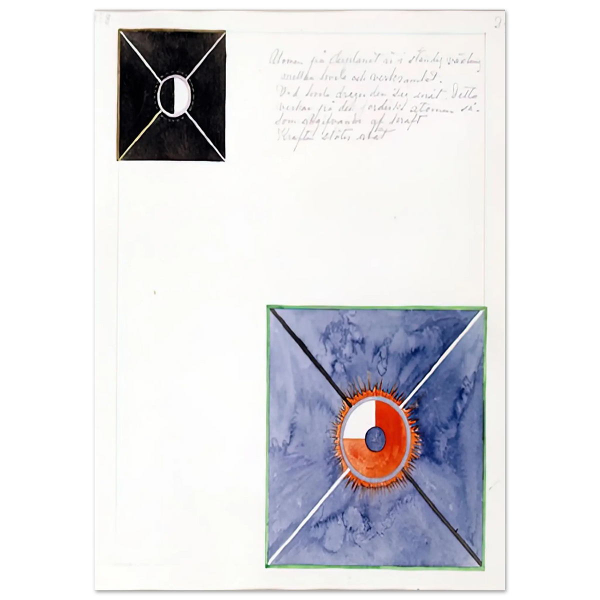 Hilma af Klint - ATOM SERIES NO 8 ATOM ON THE ETHER PLANE IS IN CONSTANT CHANGE BETWEEN REST AND ACTIVITY AT THE 1917 Wall art - 13x18 cm / 5x7 Inches - Premium Wooden Framed Poster With Fine Art Paper - Wood frame