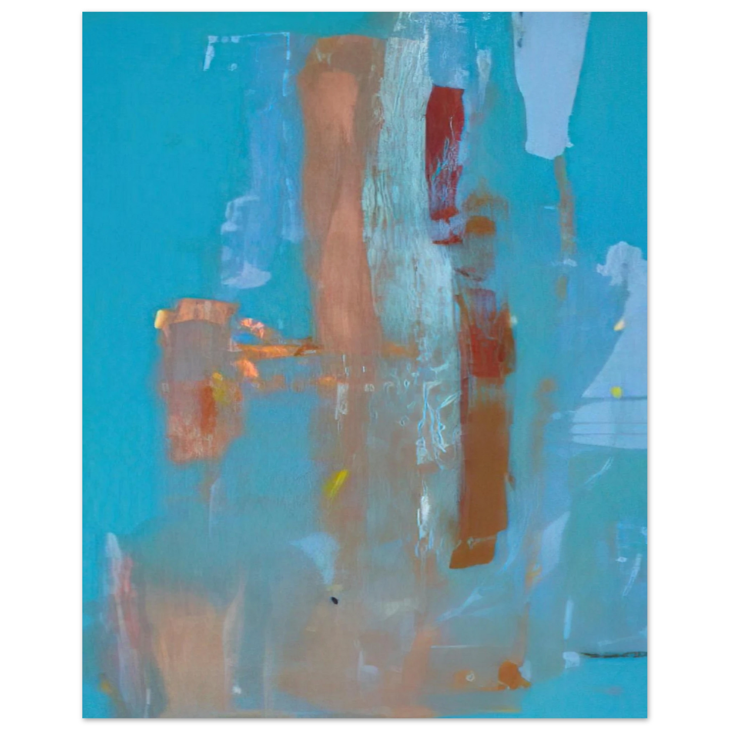 Helen Frankenthaler - In on Blue - 1976 Wall art - 30x30 cm / 12x12 inches - Premium Wooden Framed Poster With Fine Art Paper-canvas - White frame