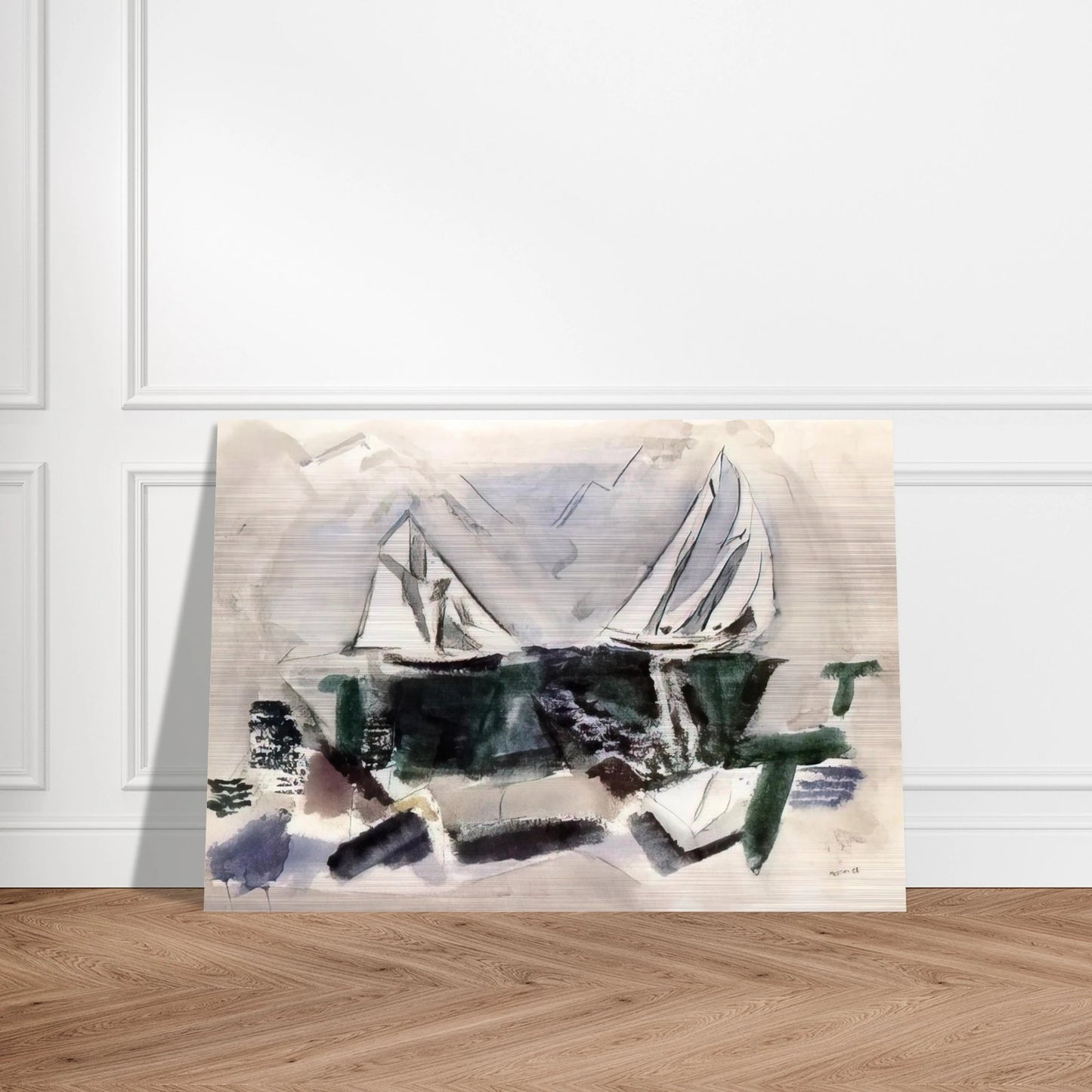 Schooner Yachts, Deer Isle, Maine - 1928 - John Marin Brushed Aluminum Print - 70x100 cm / 28x40 inches | John Marin Aluminum Print | John Marin Prints