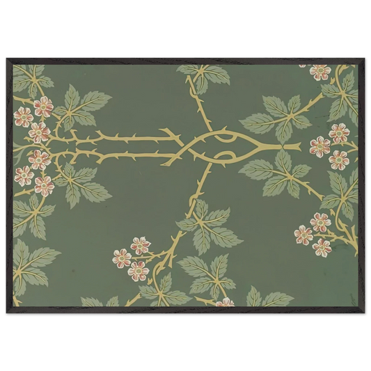 WALLPAPER BLACKBERRY PATTERN 388 1917 - William Morris 70x100 cm / 28x40 inches Framed Art Print – Black Wooden Frame