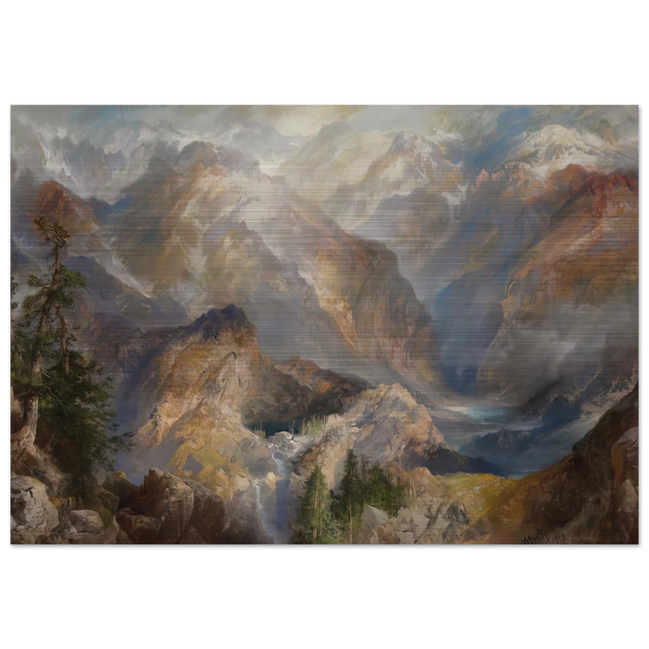 Morning in the Sierras - Thomas Moran Brushed Aluminum Print - 70x100 cm / 28x40 inches | Thomas Moran Aluminum Print | Thomas Moran Prints