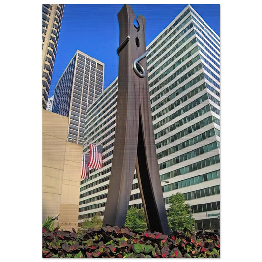 CLOTHESPIN 1976 - Claes Oldenburg Brushed Aluminum Print - 70x100 cm / 28x40 inches | Claes Oldenburg Aluminum Print | Claes Oldenburg Prints