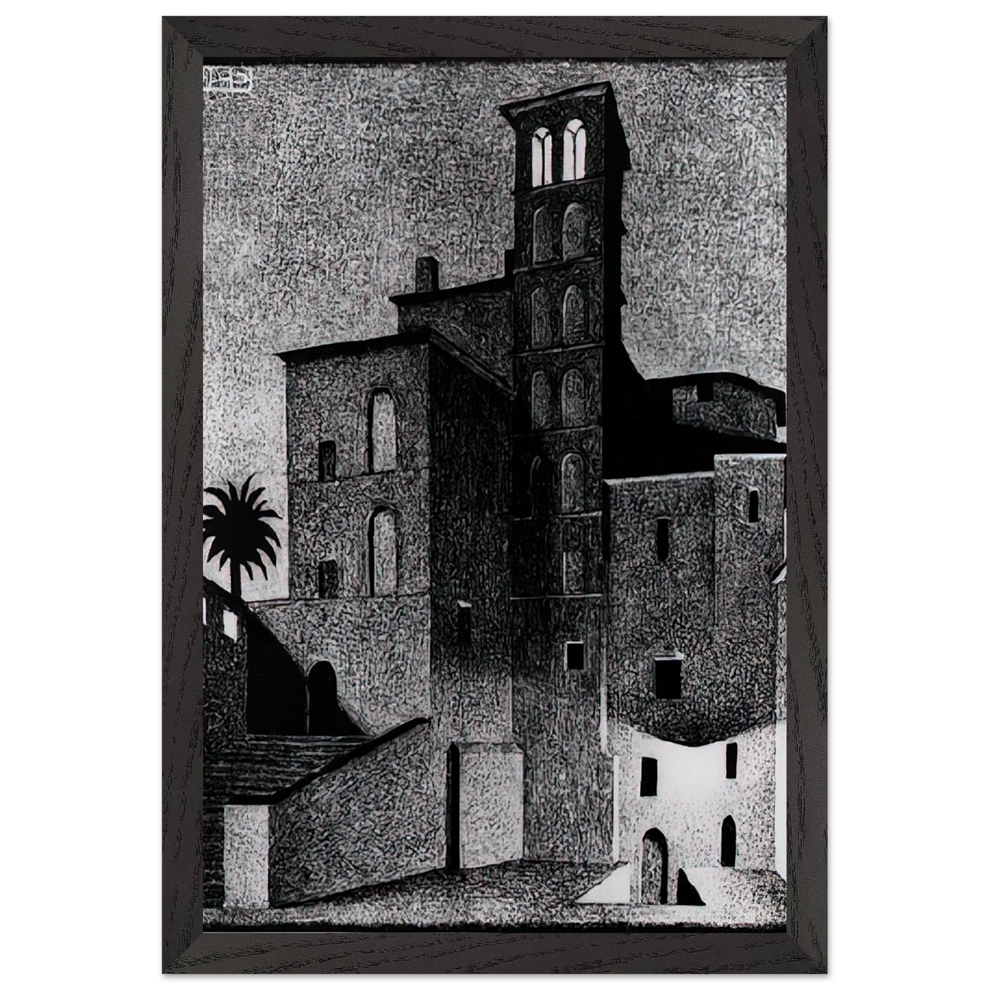 MC Escher - SS GIOVANNI ET PAOLO ROME MAY 1936 1936 Wall Art - 60x80 cm / 24x32 inches - Premium Wooden Framed Poster With Fine Art Paper-canvas - Wood frame