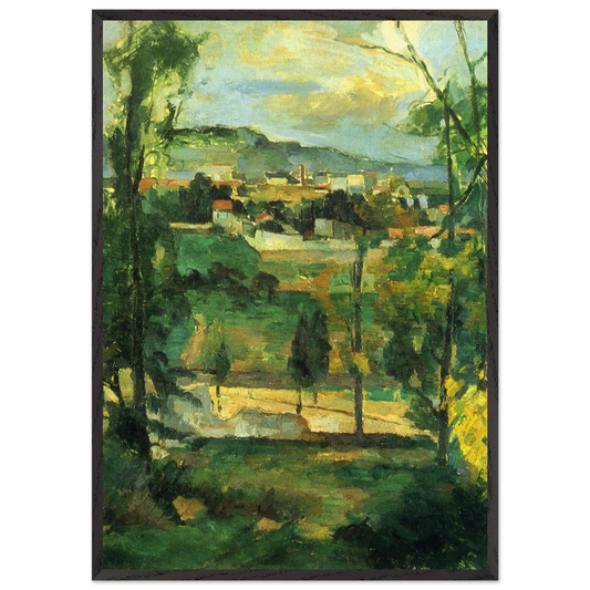 Village behind Trees - Paul Cezanne 70x100 cm / 28x40 inches Framed Art Print – Black Wooden Frame