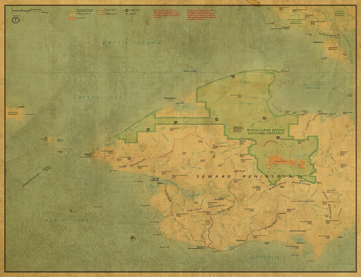 Bering Land Bridge National Preserve Vintage Map Art Print | RedKalion