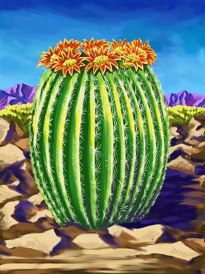 Blooming Barrel Cactus Fine Art Print | RedKalion