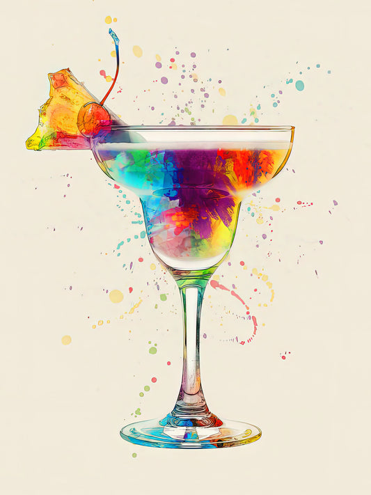 Cocktail Artwork: Watercolor Glass Drinks Fine Art Print | RedKalion