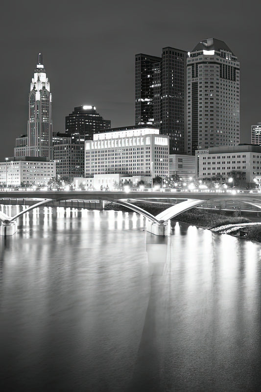 Columbus City Skyline Art Print | Black & White Fine Art Print | RedKalion