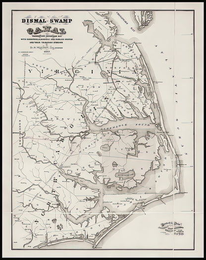Dismal Swamp on Map: 1867 Virginia & North Carolina Vintage Art Print | RedKalion