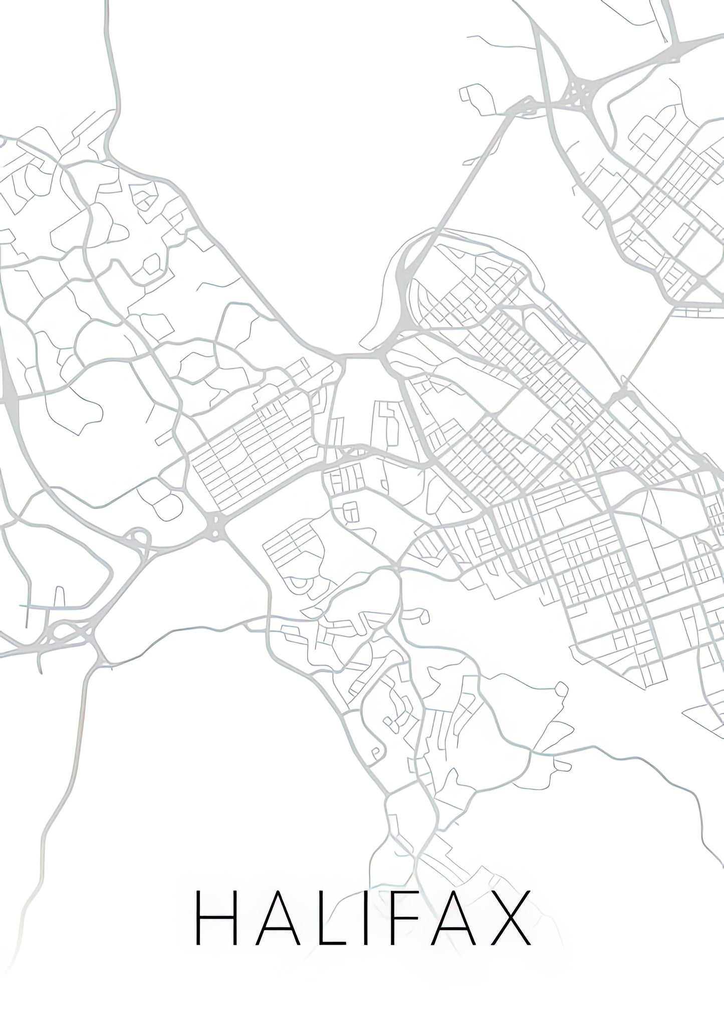 Halifax Nova Scotia Canada City Street Map Minimalist Black and White Art Print | RedKalion