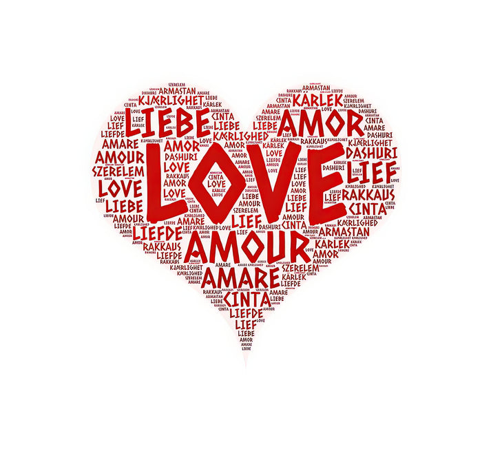 Heart in Other Languages Art Print: Multilingual Love Symbol | RedKalion