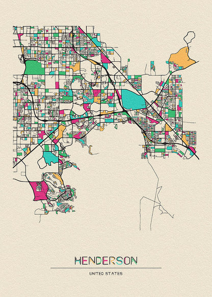 Henderson Nevada City Map Art Print | Premium Cartography | RedKalion