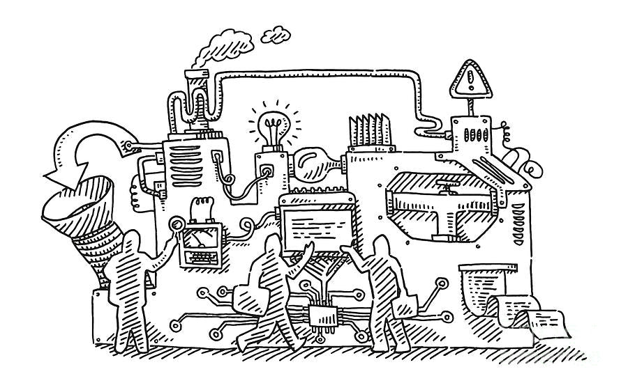 Machine Drawing Art Print | Premium Fine Art Reproduction | RedKalion