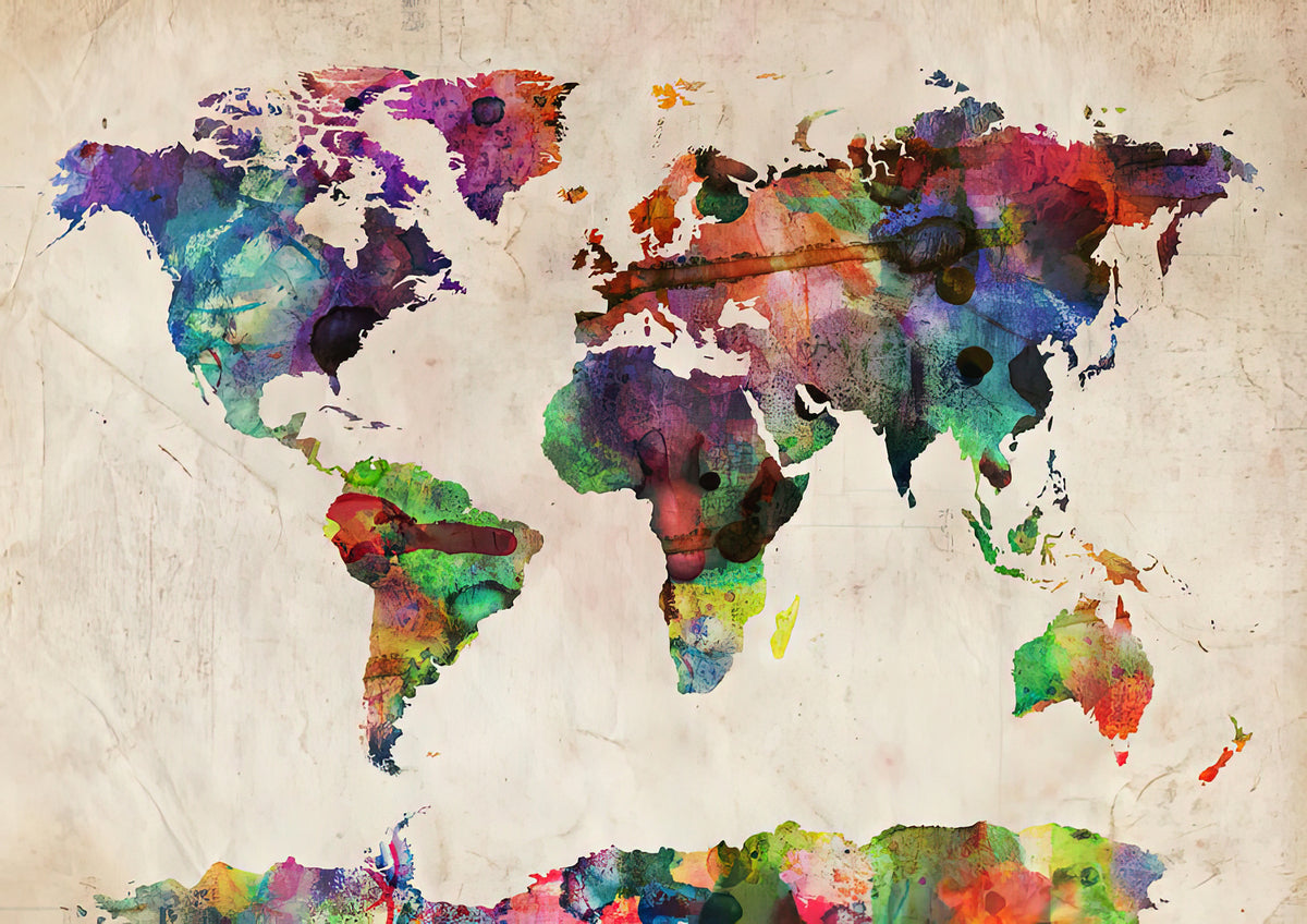 Map Art: World Map Waterwatercolor Fine Art Print | RedKalion