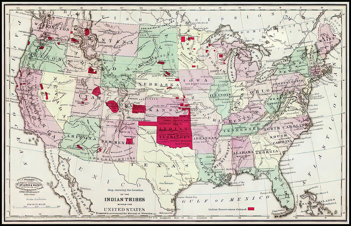 Map of Texas Indian Tribes 1868 | Vintage Art Print | RedKalion