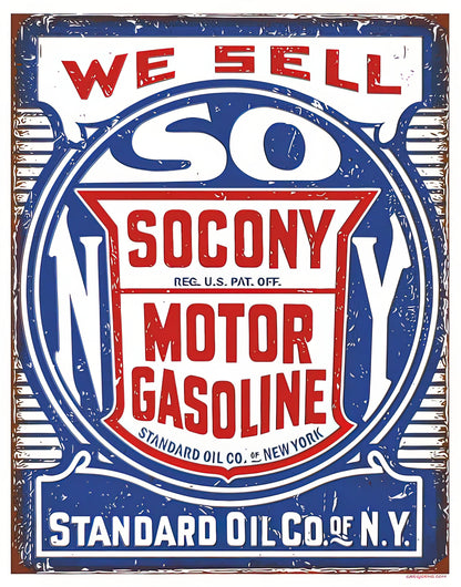 Socony Oil Sign Art Print | Vintage Americana Advertising | RedKalion