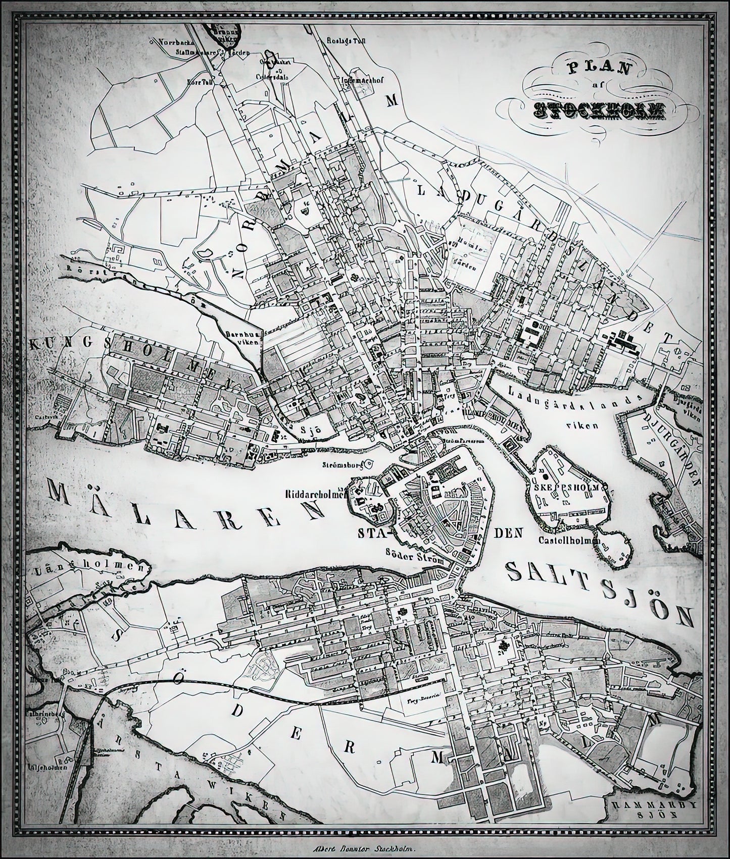 Stockholm Sweden City Map 1880 Art Print | RedKalion