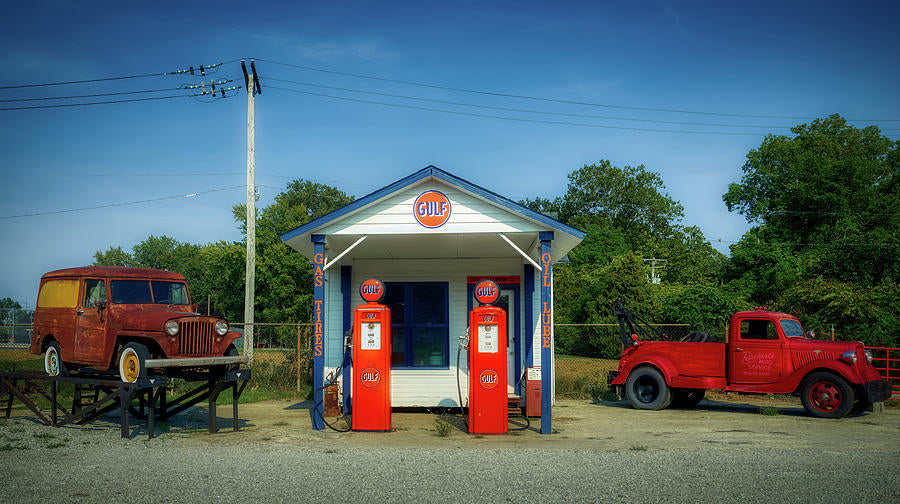 Vintage Gas Station Art Print | Premium Fine Art Print | RedKalion