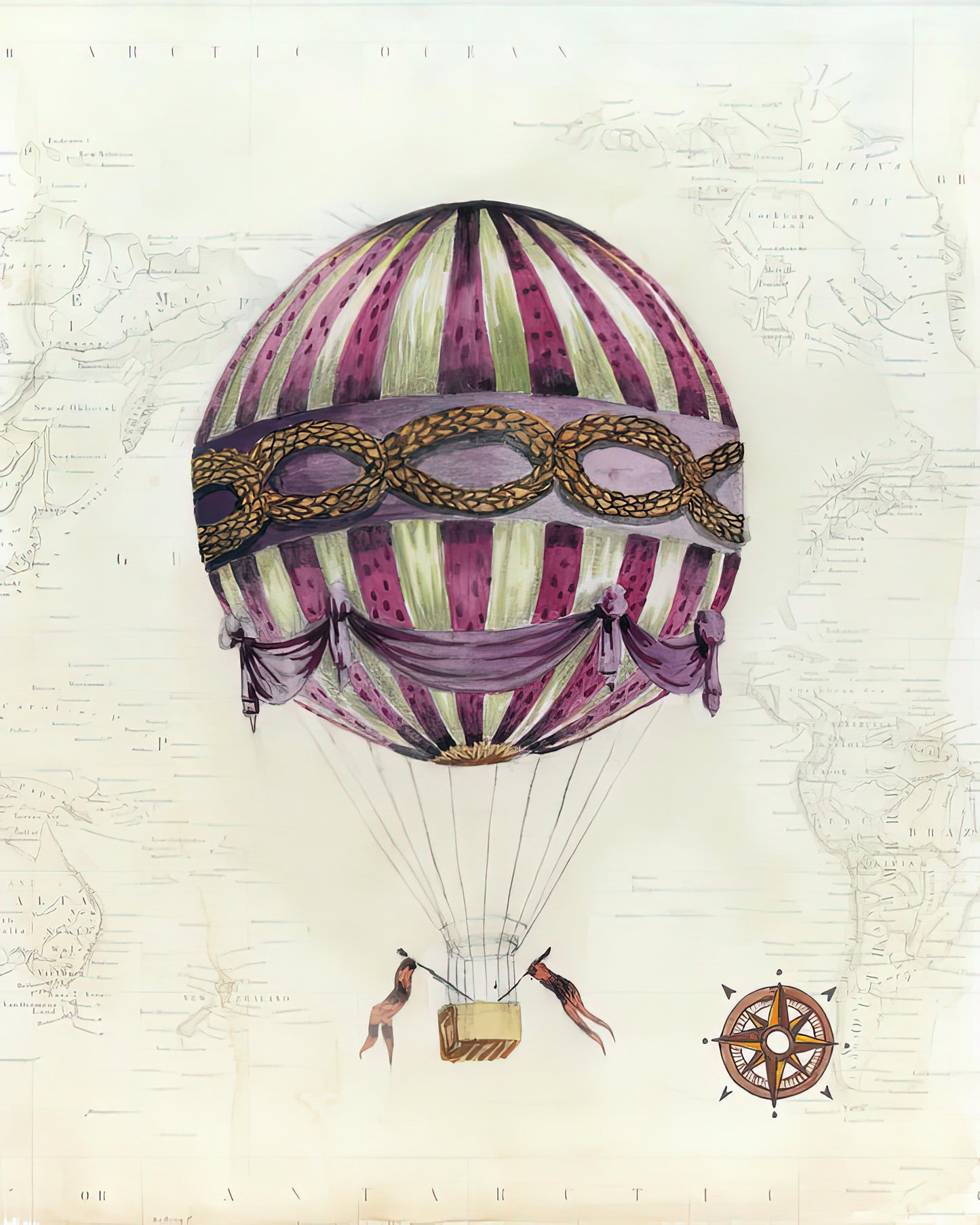 Vintage Hot Air Balloon Art Print | Premium Fine Art Print | RedKalion