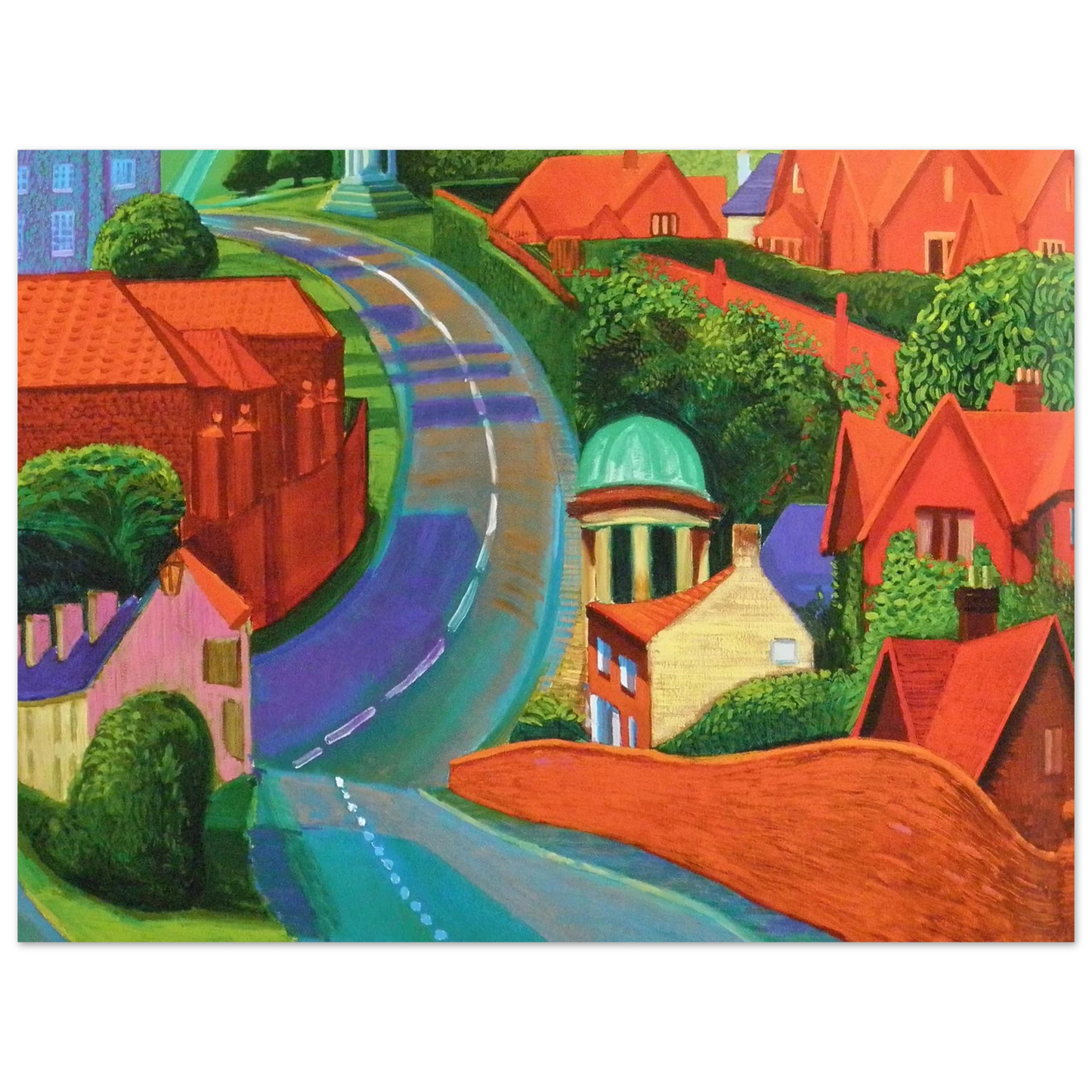 David Hockney - The Road to York Through Sledmere - 40x60 cm / 16x24 inches - Premium Wooden Framed Poster With Fine Art Paper-canvas - Black frame