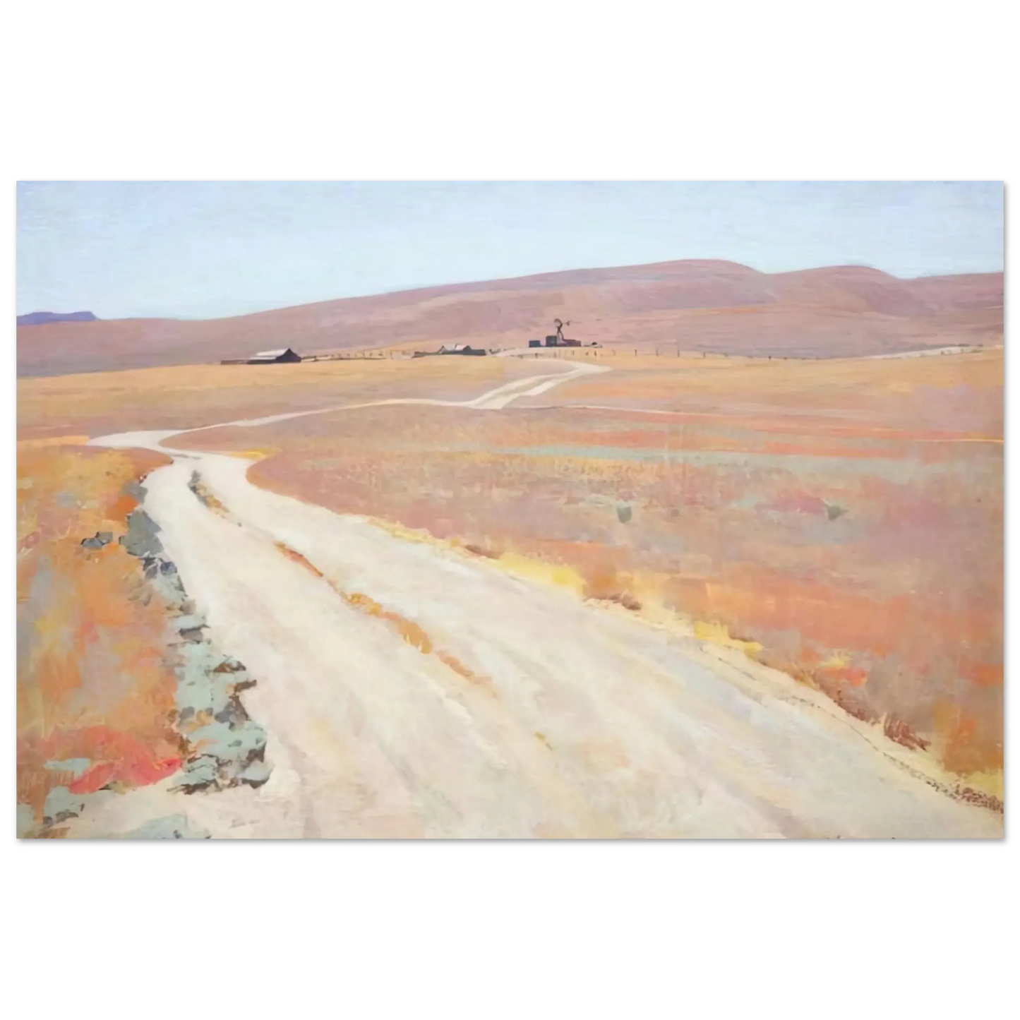 Maynard Dixon - ABANDONED RANCH 1935 Wall art - 30x40 cm / 12x16 Inches - Premium Wooden Framed Poster With Fine Art Paper - White frame