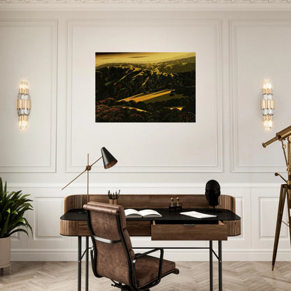 Santa Cruz Mountains - Eyvind Earle Brushed Aluminum Print - 70x100 cm / 28x40 inches | Eyvind Earle Aluminum Print | Eyvind Earle Prints